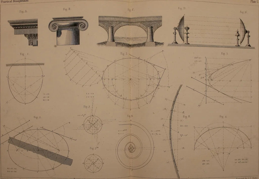 An illustration from The practical draughtsman's book of industrial design, and machinist's and engineer's drawing companion; forming a complete course of mechanical, engineering, and architectural drawing, 1871, leaf 270