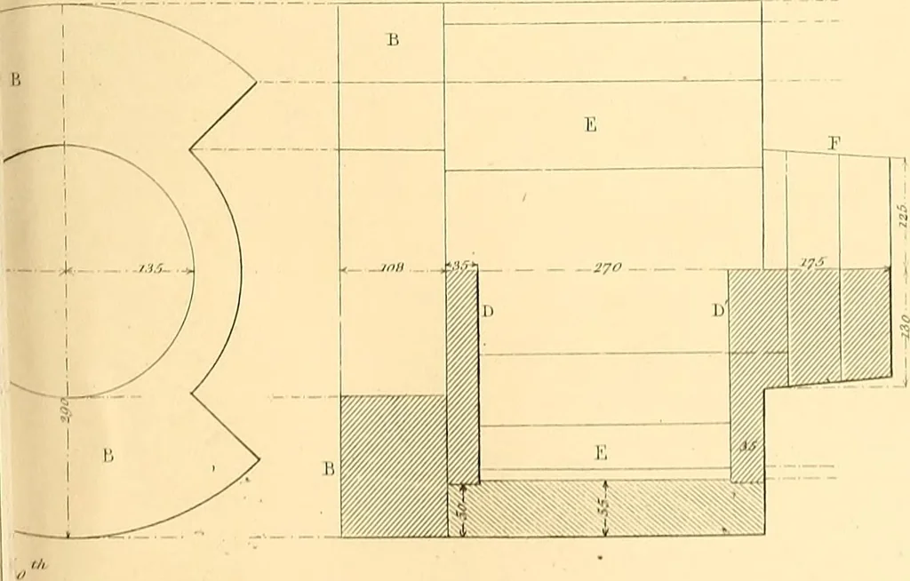 An illustration from The practical draughtsman's book of industrial design, and machinist's and engineer's drawing companion; forming a complete course of mechanical, engineering, and architectural drawing, 1871, leaf 280