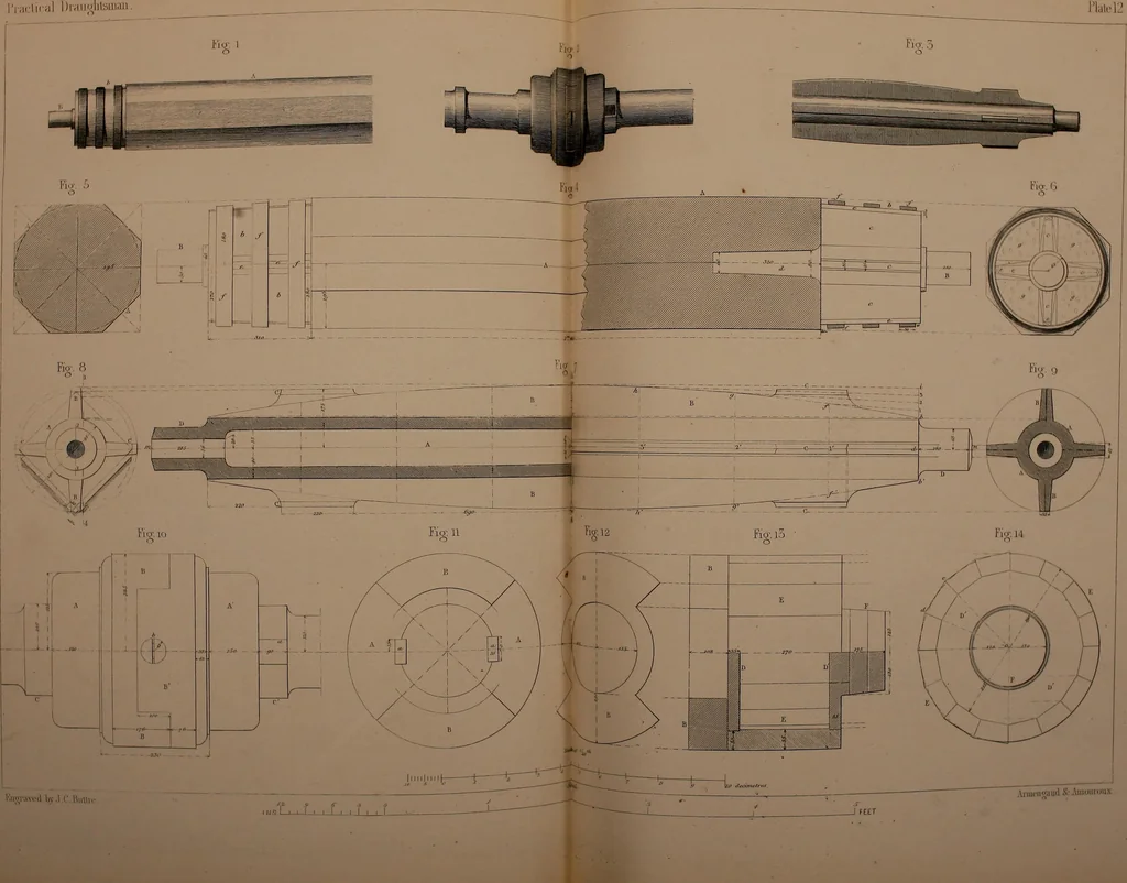 An illustration from The practical draughtsman's book of industrial design, and machinist's and engineer's drawing companion; forming a complete course of mechanical, engineering, and architectural drawing, 1871, leaf 282