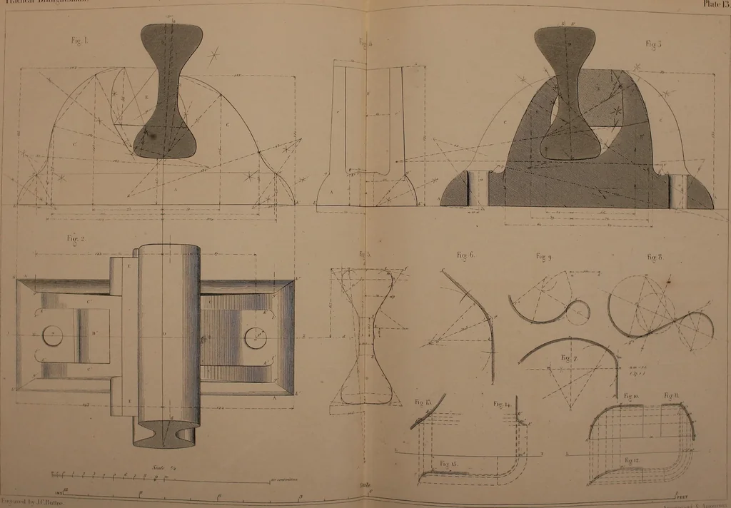 An illustration from The practical draughtsman's book of industrial design, and machinist's and engineer's drawing companion; forming a complete course of mechanical, engineering, and architectural drawing, 1871, leaf 288