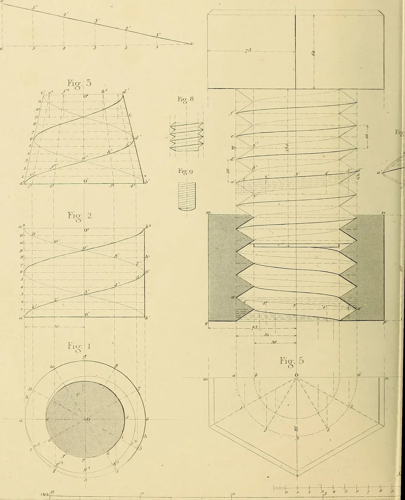 An illustration from The practical draughtsman's book of industrial design, and machinist's and engineer's drawing companion; forming a complete course of mechanical, engineering, and architectural drawing, 1871, leaf 297