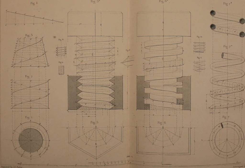 An illustration from The practical draughtsman's book of industrial design, and machinist's and engineer's drawing companion; forming a complete course of mechanical, engineering, and architectural drawing, 1871, leaf 300