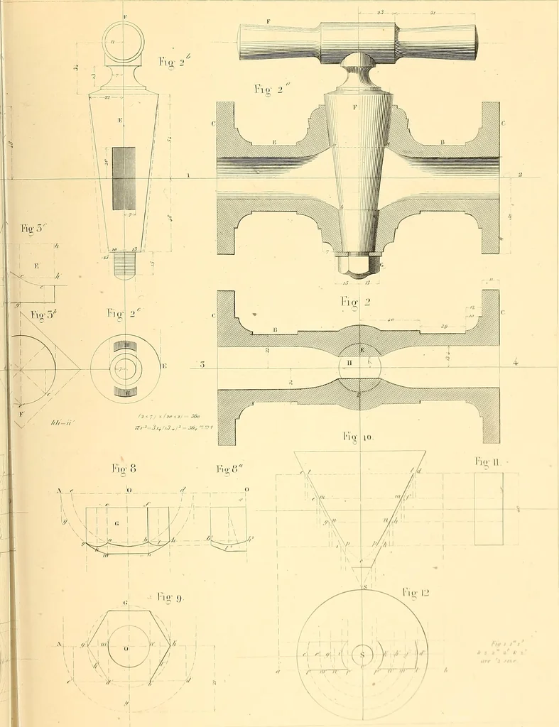 An illustration from The practical draughtsman's book of industrial design, and machinist's and engineer's drawing companion; forming a complete course of mechanical, engineering, and architectural drawing, 1871, leaf 310