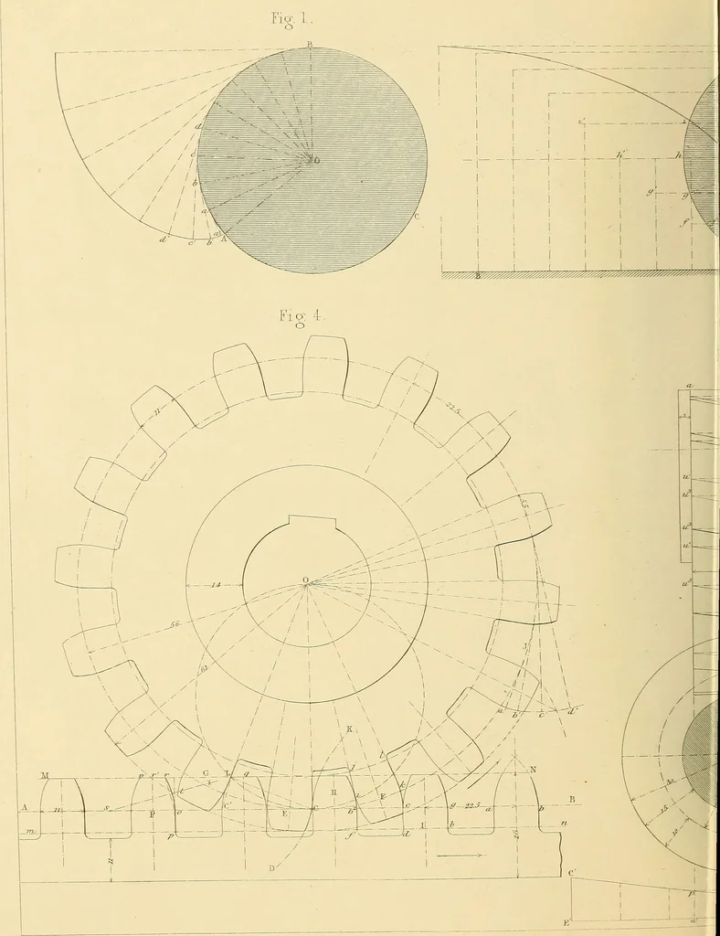 An illustration from The practical draughtsman's book of industrial design, and machinist's and engineer's drawing companion; forming a complete course of mechanical, engineering, and architectural drawing, 1871, leaf 315