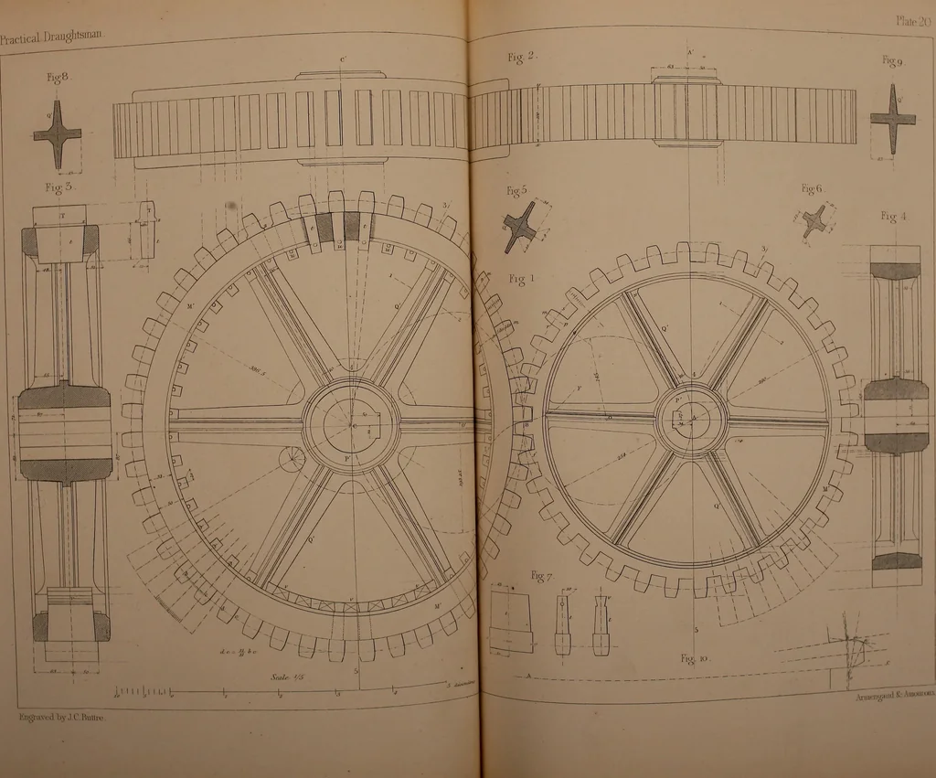 An illustration from The practical draughtsman's book of industrial design, and machinist's and engineer's drawing companion; forming a complete course of mechanical, engineering, and architectural drawing, 1871, leaf 328