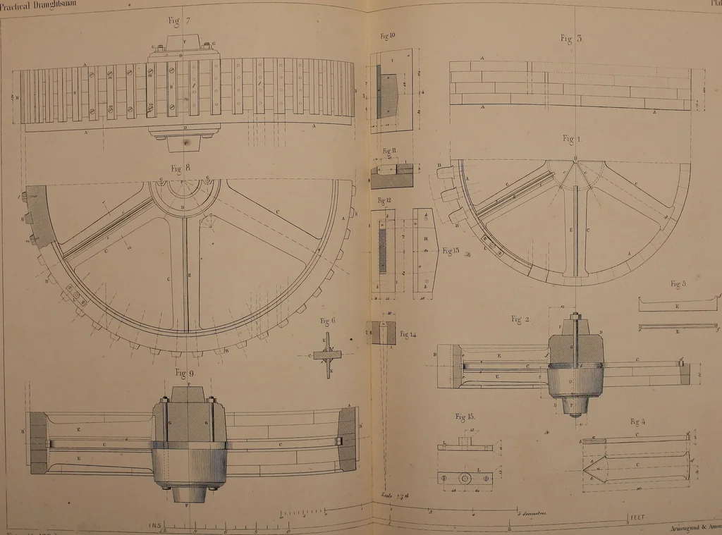 An illustration from The practical draughtsman's book of industrial design, and machinist's and engineer's drawing companion; forming a complete course of mechanical, engineering, and architectural drawing, 1871, leaf 334