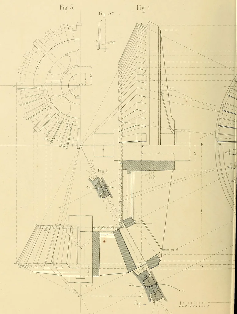 An illustration from The practical draughtsman's book of industrial design, and machinist's and engineer's drawing companion; forming a complete course of mechanical, engineering, and architectural drawing, 1871, leaf 337