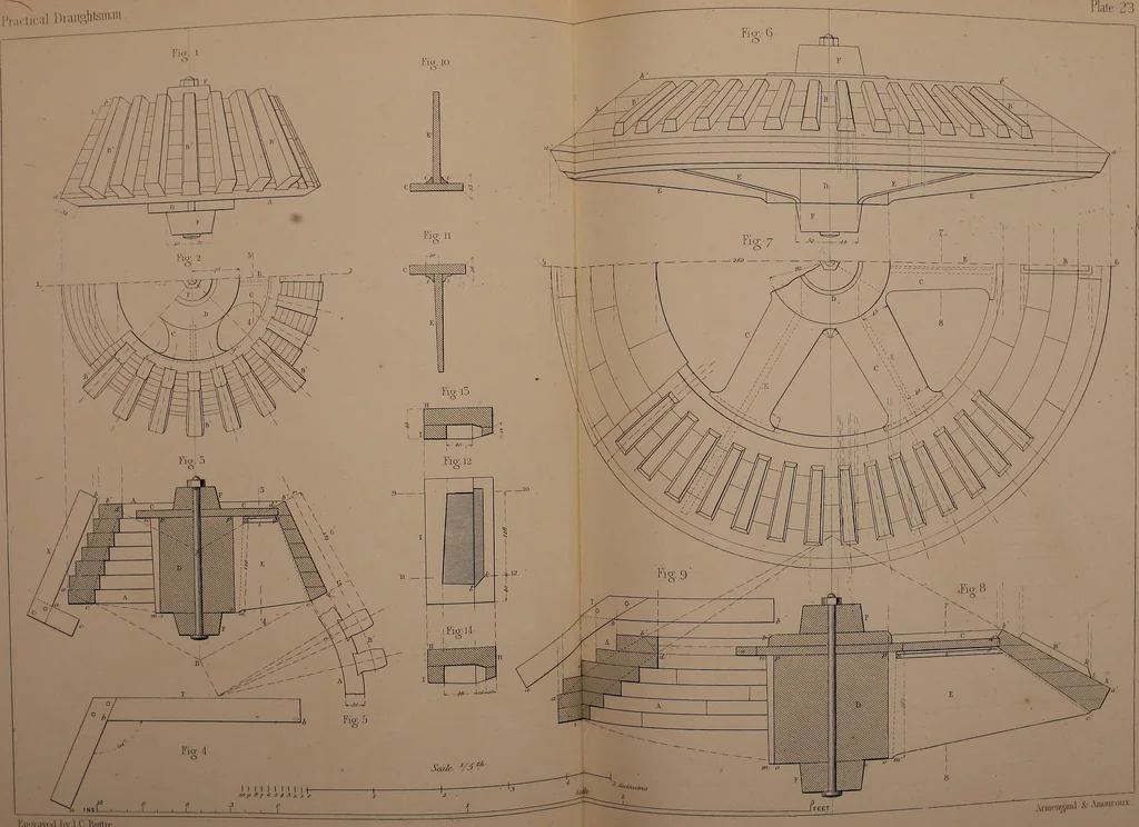 An illustration from The practical draughtsman's book of industrial design, and machinist's and engineer's drawing companion; forming a complete course of mechanical, engineering, and architectural drawing, 1871, leaf 346
