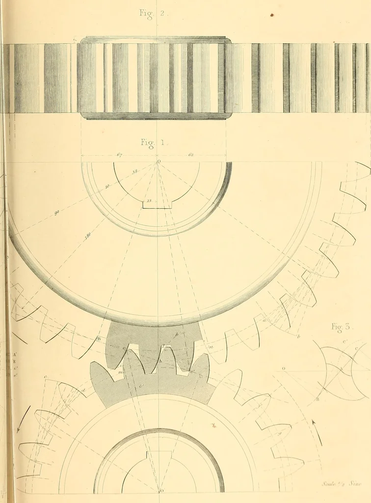 An illustration from The practical draughtsman's book of industrial design, and machinist's and engineer's drawing companion; forming a complete course of mechanical, engineering, and architectural drawing, 1871, leaf 350