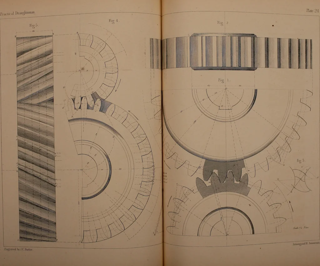 An illustration from The practical draughtsman's book of industrial design, and machinist's and engineer's drawing companion; forming a complete course of mechanical, engineering, and architectural drawing, 1871, leaf 352