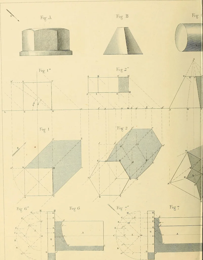An illustration from The practical draughtsman's book of industrial design, and machinist's and engineer's drawing companion; forming a complete course of mechanical, engineering, and architectural drawing, 1871, leaf 361