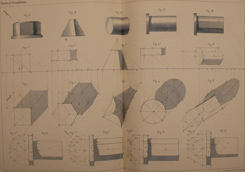 An illustration from The practical draughtsman's book of industrial design, and machinist's and engineer's drawing companion; forming a complete course of mechanical, engineering, and architectural drawing, 1871, leaf 364