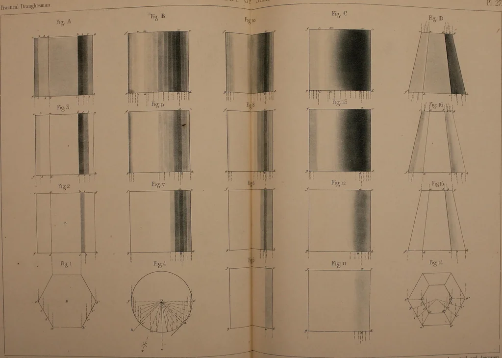 An illustration from The practical draughtsman's book of industrial design, and machinist's and engineer's drawing companion; forming a complete course of mechanical, engineering, and architectural drawing, 1871, leaf 370