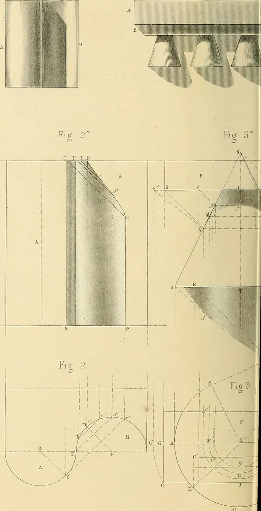 An illustration from The practical draughtsman's book of industrial design, and machinist's and engineer's drawing companion; forming a complete course of mechanical, engineering, and architectural drawing, 1871, leaf 373