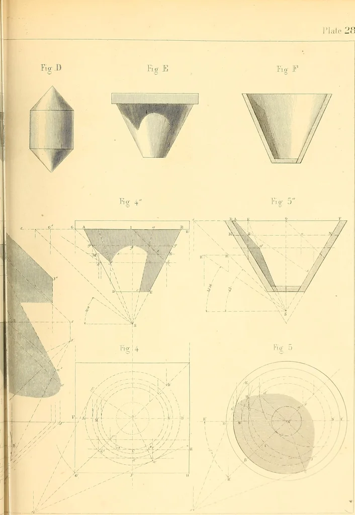 An illustration from The practical draughtsman's book of industrial design, and machinist's and engineer's drawing companion; forming a complete course of mechanical, engineering, and architectural drawing, 1871, leaf 374