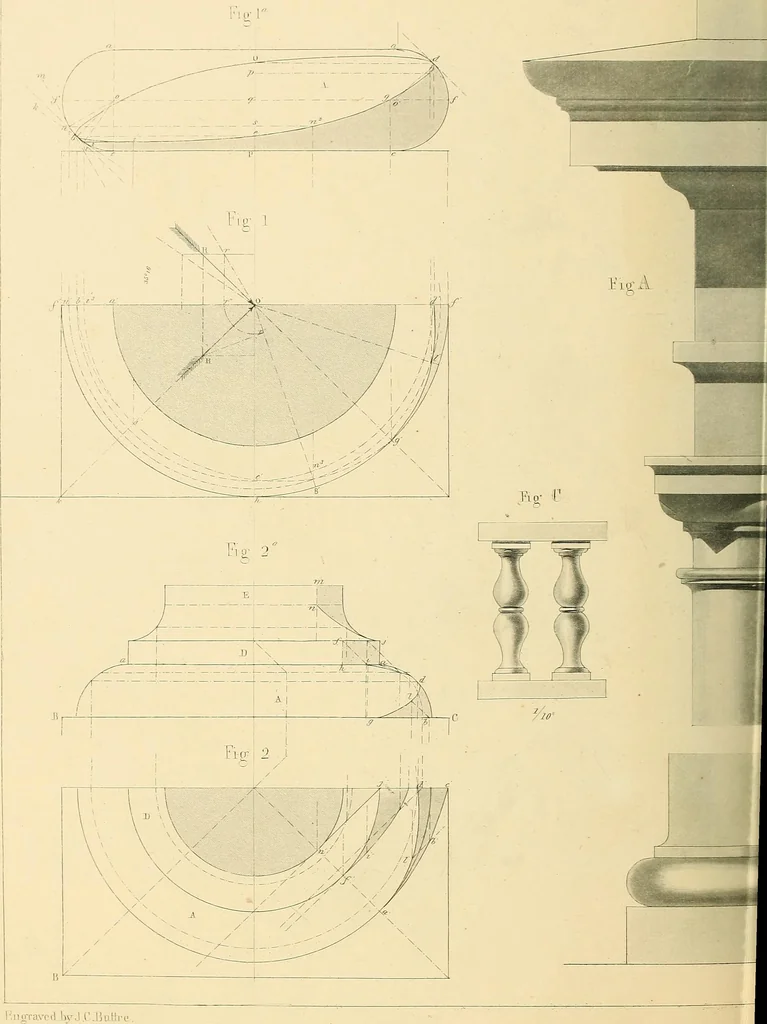 An illustration from The practical draughtsman's book of industrial design, and machinist's and engineer's drawing companion; forming a complete course of mechanical, engineering, and architectural drawing, 1871, leaf 379