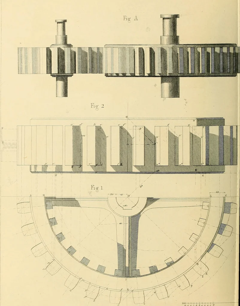 An illustration from The practical draughtsman's book of industrial design, and machinist's and engineer's drawing companion; forming a complete course of mechanical, engineering, and architectural drawing, 1871, leaf 385