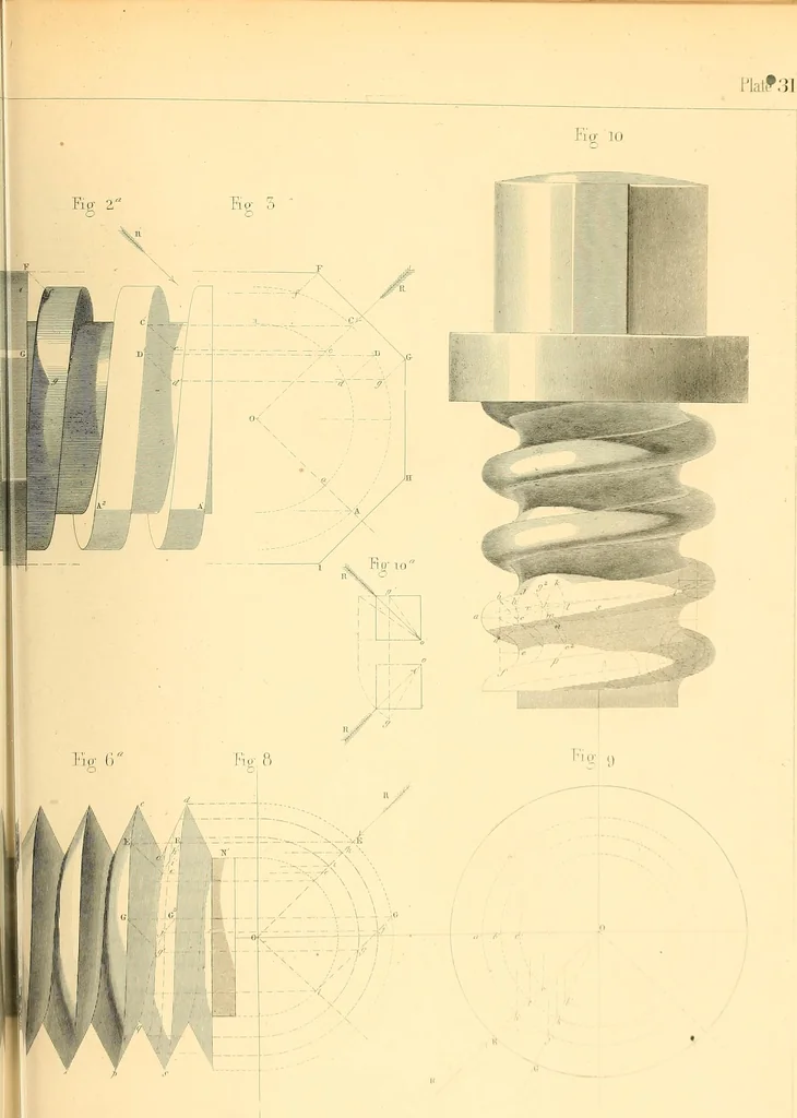 An illustration from The practical draughtsman's book of industrial design, and machinist's and engineer's drawing companion; forming a complete course of mechanical, engineering, and architectural drawing, 1871, leaf 392