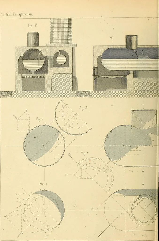An illustration from The practical draughtsman's book of industrial design, and machinist's and engineer's drawing companion; forming a complete course of mechanical, engineering, and architectural drawing, 1871, leaf 397