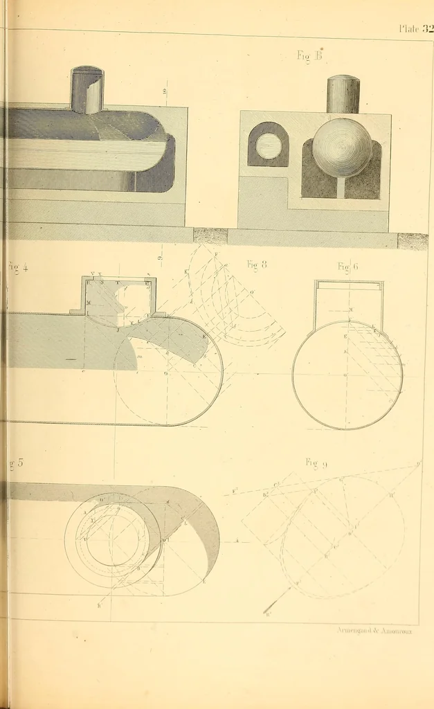 An illustration from The practical draughtsman's book of industrial design, and machinist's and engineer's drawing companion; forming a complete course of mechanical, engineering, and architectural drawing, 1871, leaf 398