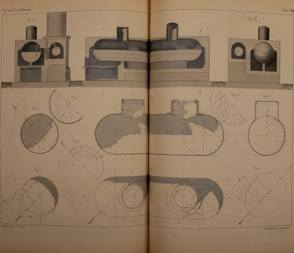 An illustration from The practical draughtsman's book of industrial design, and machinist's and engineer's drawing companion; forming a complete course of mechanical, engineering, and architectural drawing, 1871, leaf 400