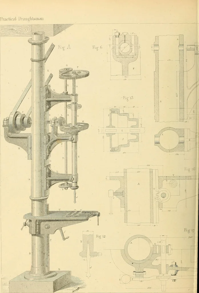 An illustration from The practical draughtsman's book of industrial design, and machinist's and engineer's drawing companion; forming a complete course of mechanical, engineering, and architectural drawing, 1871, leaf 415