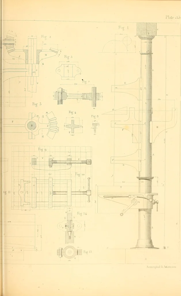 An illustration from The practical draughtsman's book of industrial design, and machinist's and engineer's drawing companion; forming a complete course of mechanical, engineering, and architectural drawing, 1871, leaf 416