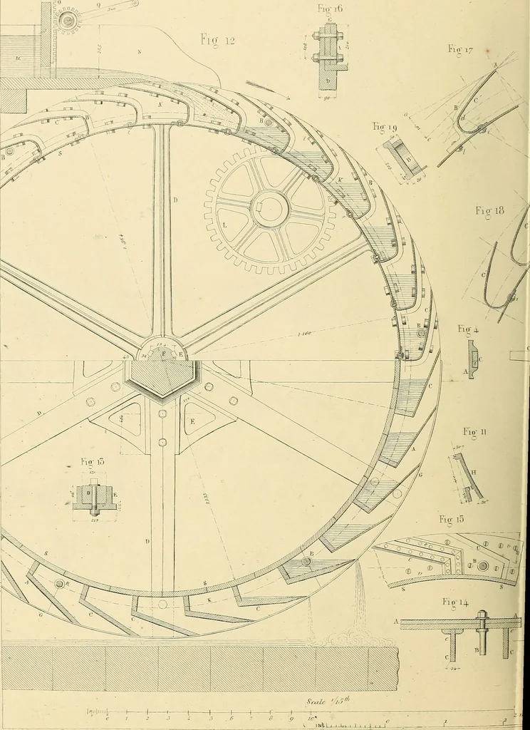 An illustration from The practical draughtsman's book of industrial design, and machinist's and engineer's drawing companion; forming a complete course of mechanical, engineering, and architectural drawing, 1871, leaf 421