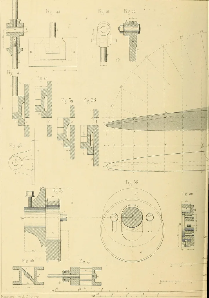 An illustration from The practical draughtsman's book of industrial design, and machinist's and engineer's drawing companion; forming a complete course of mechanical, engineering, and architectural drawing, 1871, leaf 445