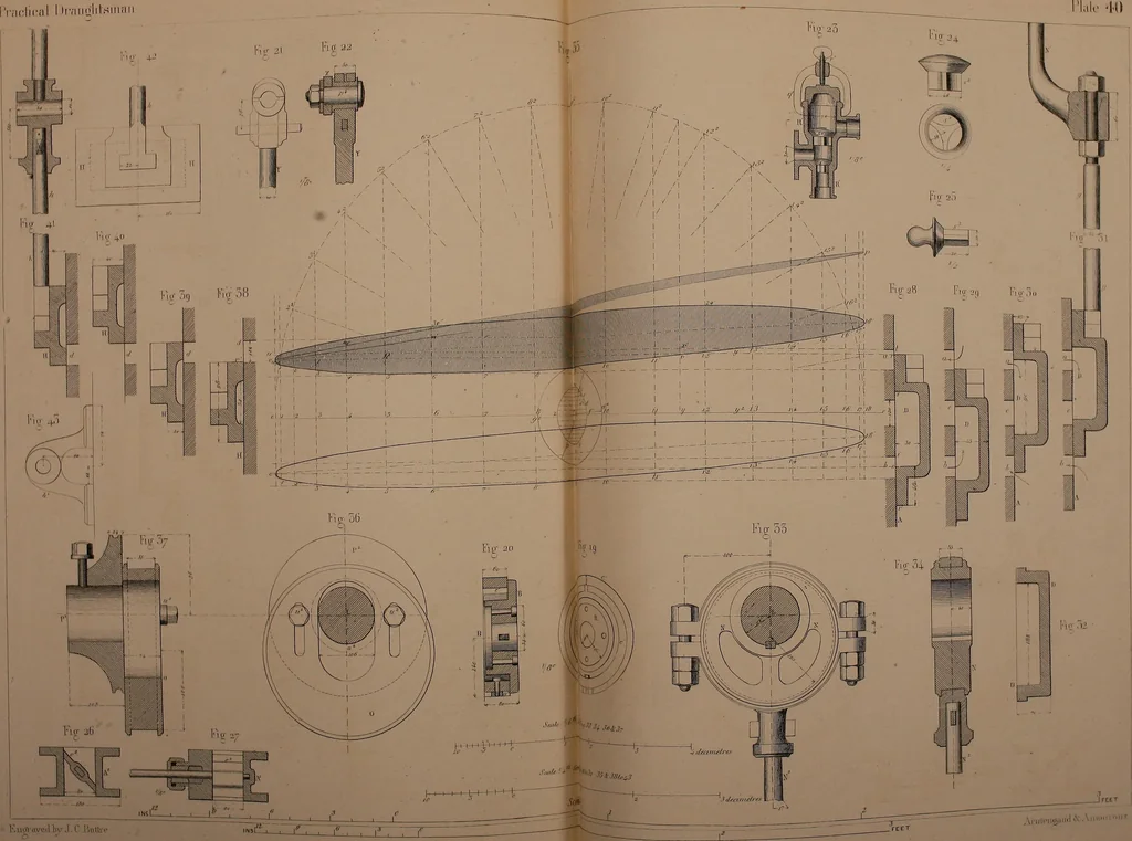 An illustration from The practical draughtsman's book of industrial design, and machinist's and engineer's drawing companion; forming a complete course of mechanical, engineering, and architectural drawing, 1871, leaf 448