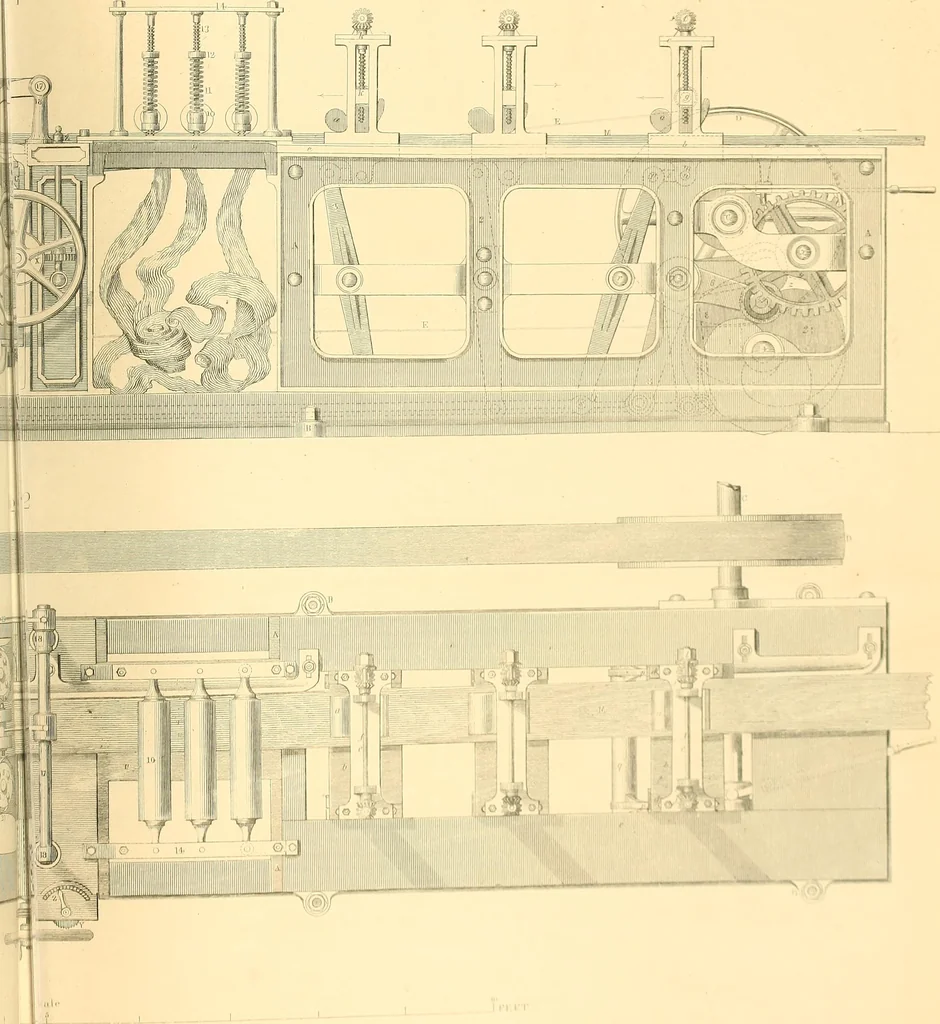 An illustration from The practical draughtsman's book of industrial design, and machinist's and engineer's drawing companion; forming a complete course of mechanical, engineering, and architectural drawing, 1871, leaf 498