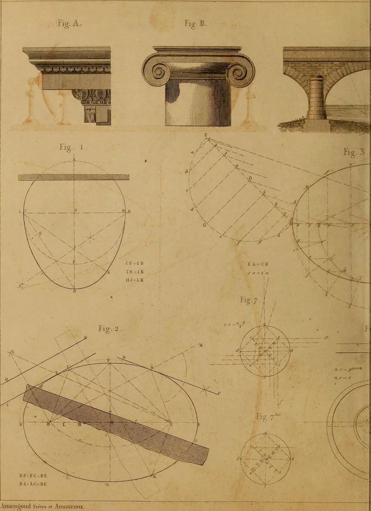 An illustration from The practical draughtsman's book of industrial design, and machinist's and engineer's drawing companion: forming a complete course of mechanical, engineering, and architectural drawing., 1857, leaf 225
