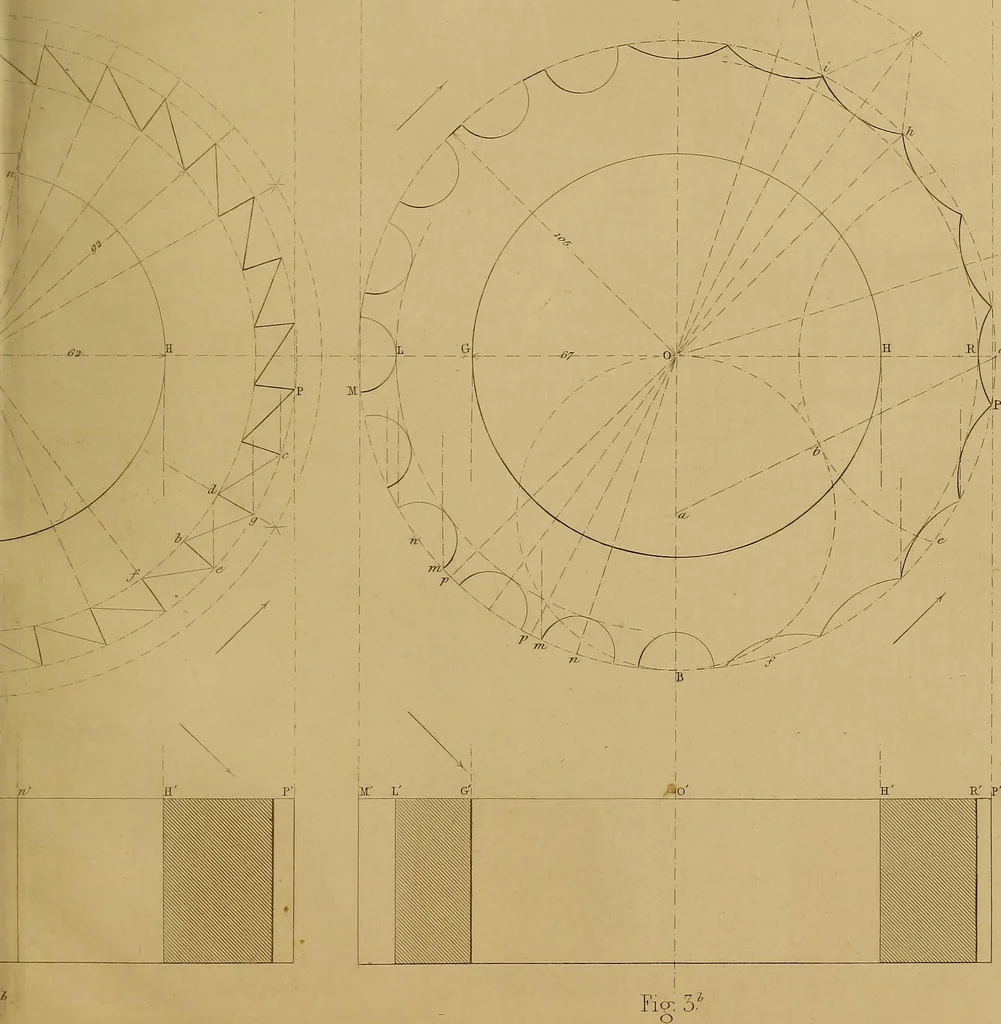 An illustration from The practical draughtsman's book of industrial design, and machinist's and engineer's drawing companion: forming a complete course of mechanical, engineering, and architectural drawing., 1857, leaf 238