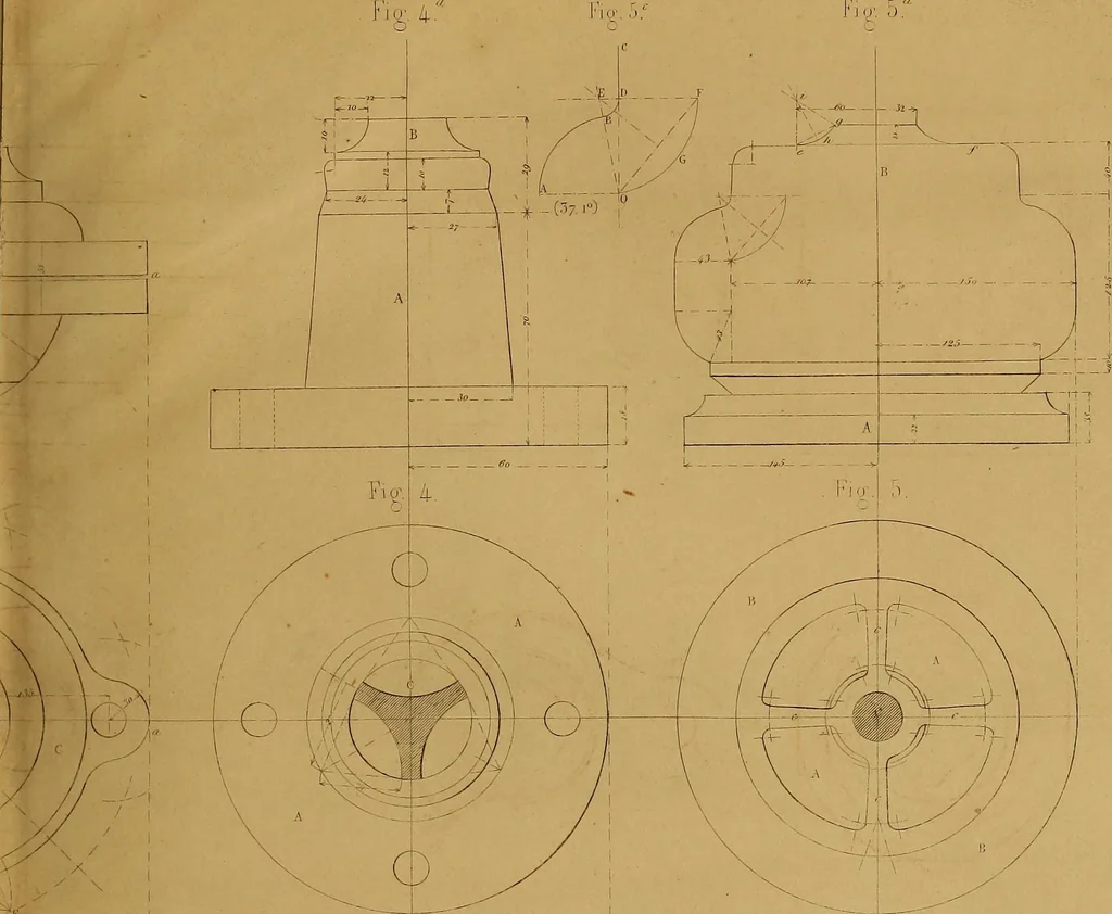 An illustration from The practical draughtsman's book of industrial design, and machinist's and engineer's drawing companion: forming a complete course of mechanical, engineering, and architectural drawing., 1857, leaf 250