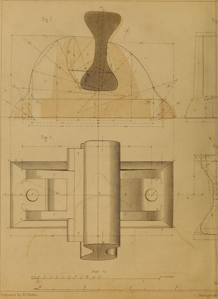 An illustration from The practical draughtsman's book of industrial design, and machinist's and engineer's drawing companion: forming a complete course of mechanical, engineering, and architectural drawing., 1857, leaf 257