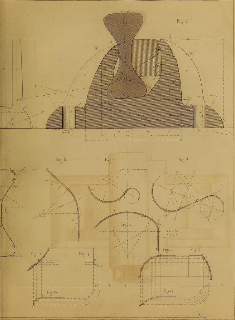 An illustration from The practical draughtsman's book of industrial design, and machinist's and engineer's drawing companion: forming a complete course of mechanical, engineering, and architectural drawing., 1857, leaf 258