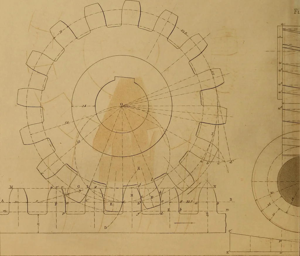 An illustration from The practical draughtsman's book of industrial design, and machinist's and engineer's drawing companion: forming a complete course of mechanical, engineering, and architectural drawing., 1857, leaf 277