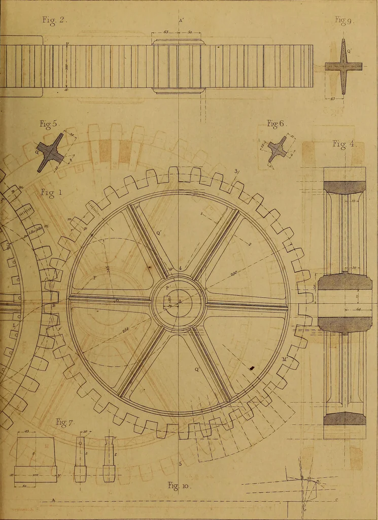 An illustration from The practical draughtsman's book of industrial design, and machinist's and engineer's drawing companion: forming a complete course of mechanical, engineering, and architectural drawing., 1857, leaf 286