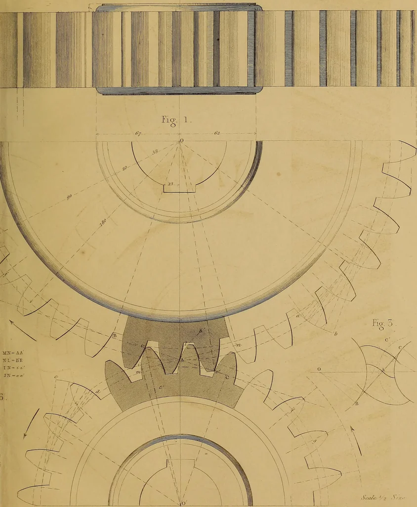 An illustration from The practical draughtsman's book of industrial design, and machinist's and engineer's drawing companion: forming a complete course of mechanical, engineering, and architectural drawing., 1857, leaf 302