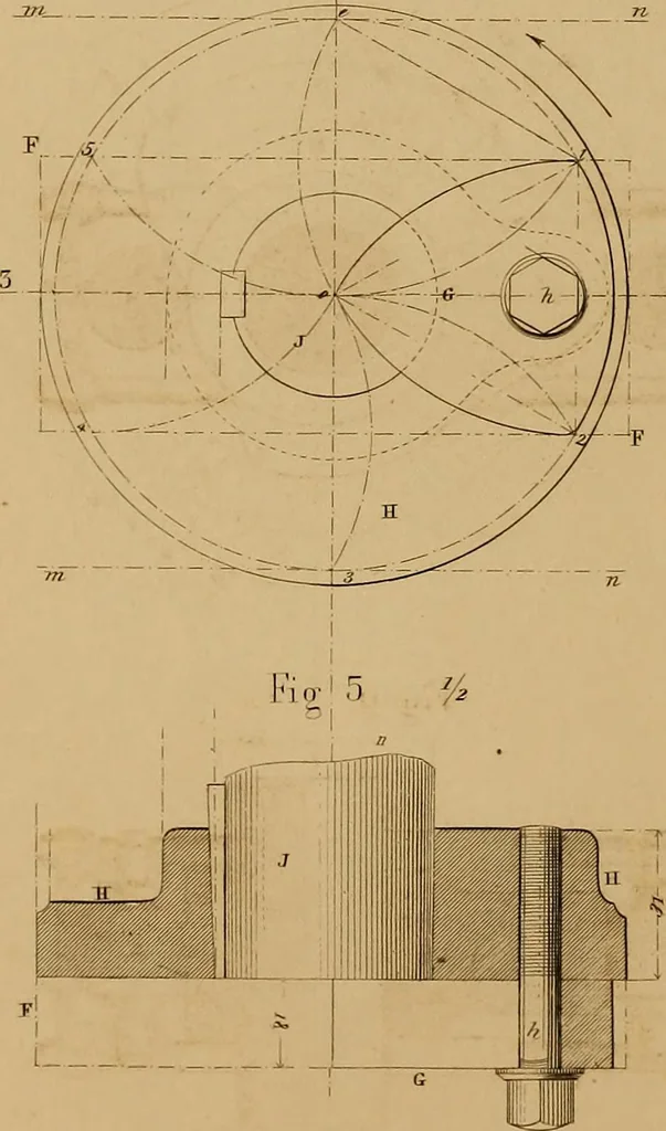 An illustration from The practical draughtsman's book of industrial design, and machinist's and engineer's drawing companion: forming a complete course of mechanical, engineering, and architectural drawing., 1857, leaf 305