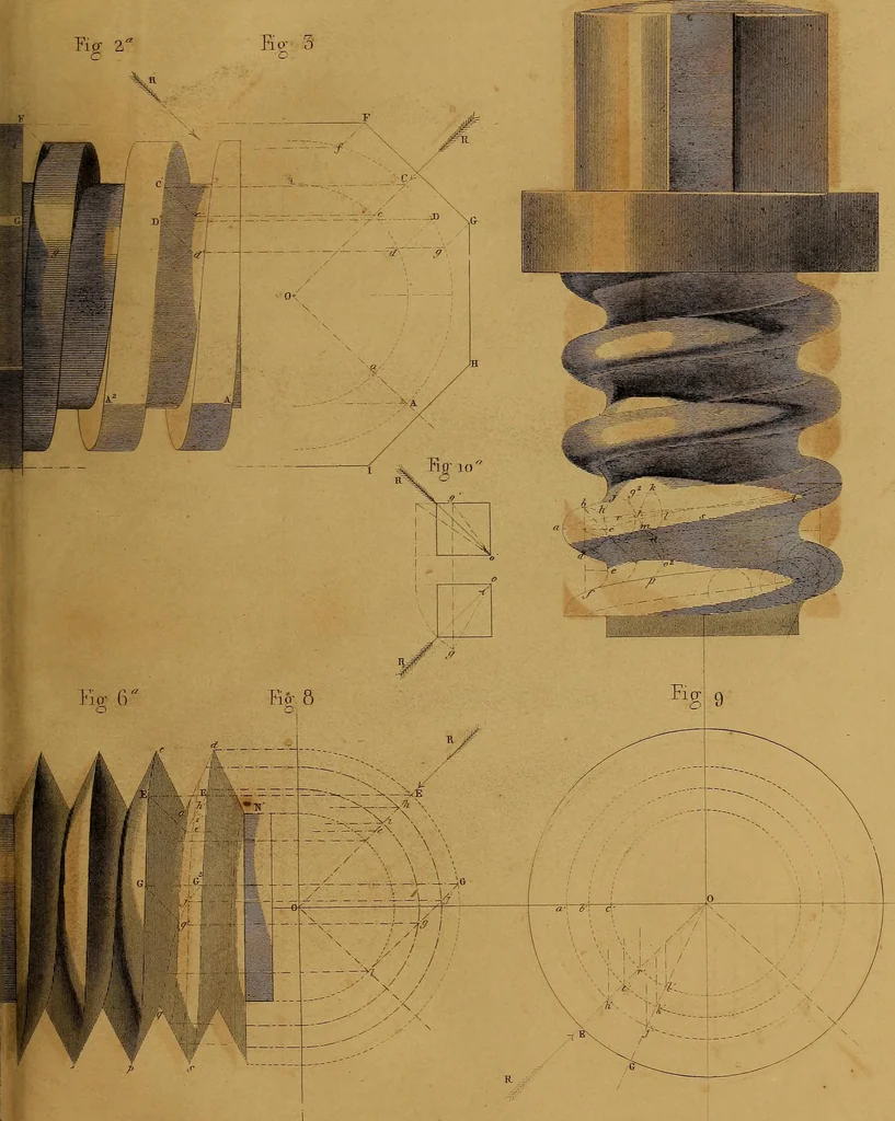 An illustration from The practical draughtsman's book of industrial design, and machinist's and engineer's drawing companion: forming a complete course of mechanical, engineering, and architectural drawing., 1857, leaf 330
