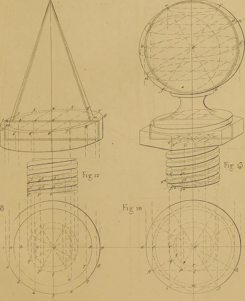 An illustration from The practical draughtsman's book of industrial design, and machinist's and engineer's drawing companion: forming a complete course of mechanical, engineering, and architectural drawing., 1857, leaf 374