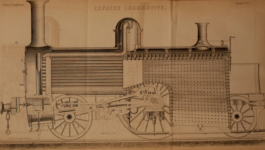 An illustration from The practical draughtsman's book of industrial design, and machinist's and engineer's drawing companion: forming a complete course of mechanical, engineering, and architectural drawing., 1857, leaf 396