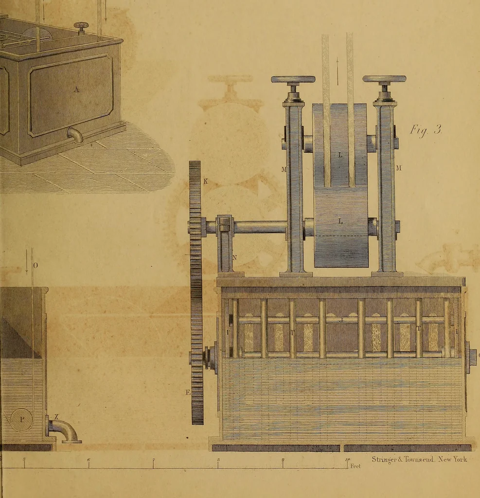 An illustration from The practical draughtsman's book of industrial design, and machinist's and engineer's drawing companion: forming a complete course of mechanical, engineering, and architectural drawing., 1857, leaf 408