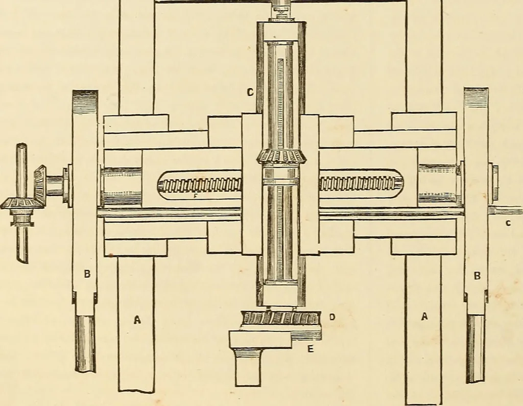 An illustration from The practical draughtsman's book of industrial design, and machinist's and engineer's drawing companion: forming a complete course of mechanical, engineering, and architectural drawing, 1866, leaf 185