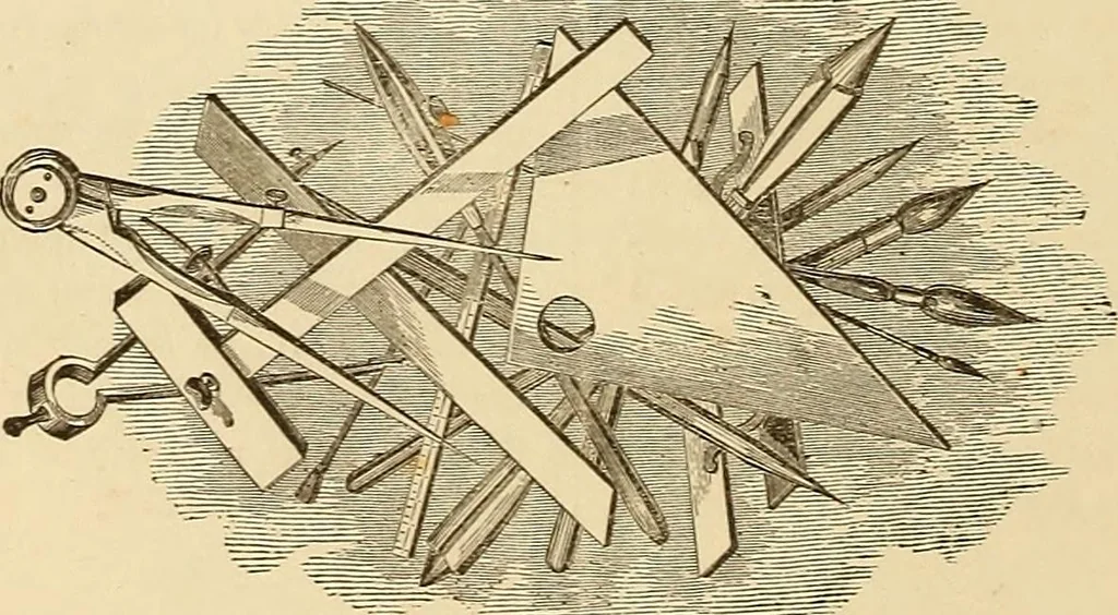 An illustration from The practical draughtsman's book of industrial design, and machinist's and engineer's drawing companion: forming a complete course of mechanical, engineering, and architectural drawing, 1866, leaf 205