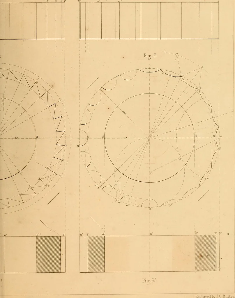 An illustration from The practical draughtsman's book of industrial design, and machinist's and engineer's drawing companion: forming a complete course of mechanical, engineering, and architectural drawing, 1866, leaf 250