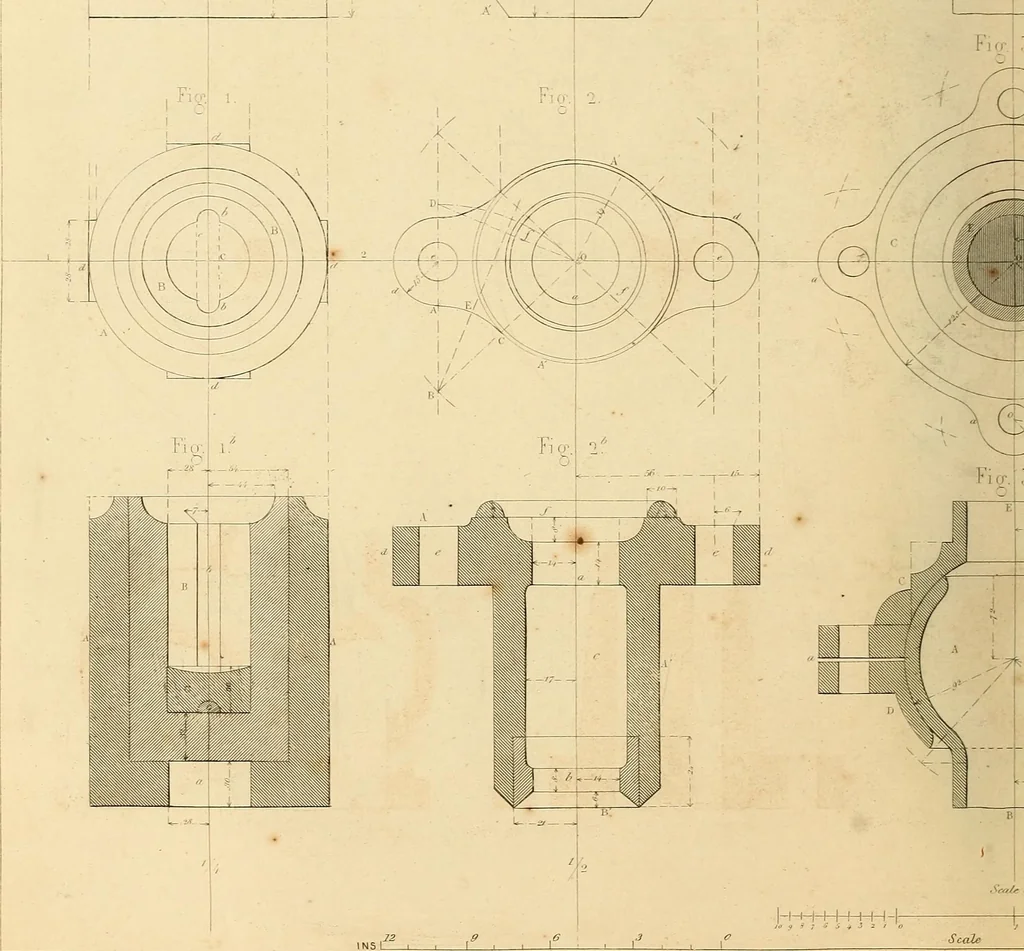 An illustration from The practical draughtsman's book of industrial design, and machinist's and engineer's drawing companion: forming a complete course of mechanical, engineering, and architectural drawing, 1866, leaf 267