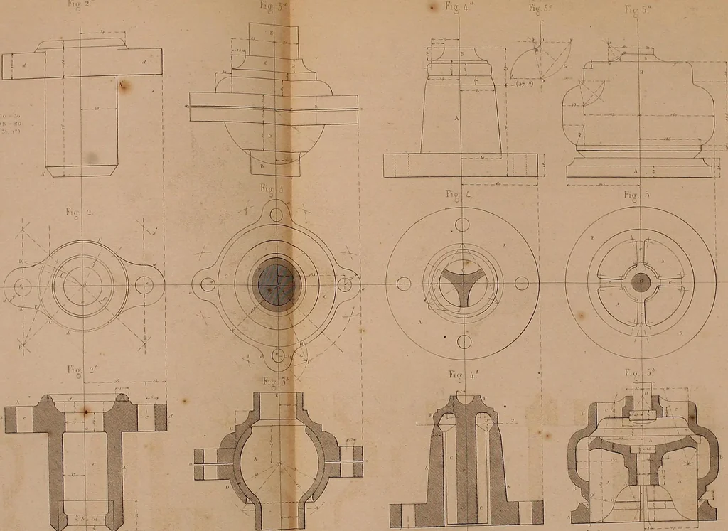 An illustration from The practical draughtsman's book of industrial design, and machinist's and engineer's drawing companion: forming a complete course of mechanical, engineering, and architectural drawing, 1866, leaf 269