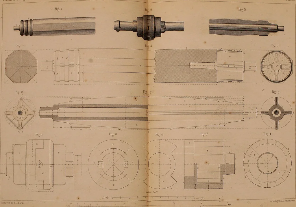 An illustration from The practical draughtsman's book of industrial design, and machinist's and engineer's drawing companion: forming a complete course of mechanical, engineering, and architectural drawing, 1866, leaf 275